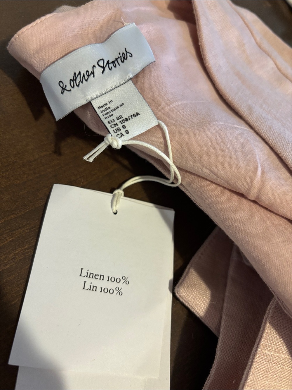 & Other Stories Dusty Blush Linen Button Vest - Picture 4 of 4